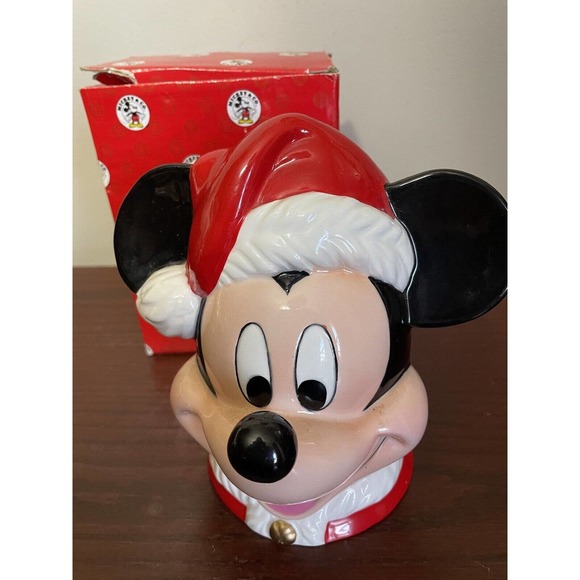 ENESCO for Walt Disney Ceramic MICKEY MOUSE Christmas BANK 6” Tall, Christmas - Picture 1 of 7
